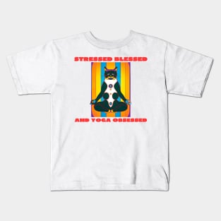 Stressed blessed and yoga obsessed Kids T-Shirt